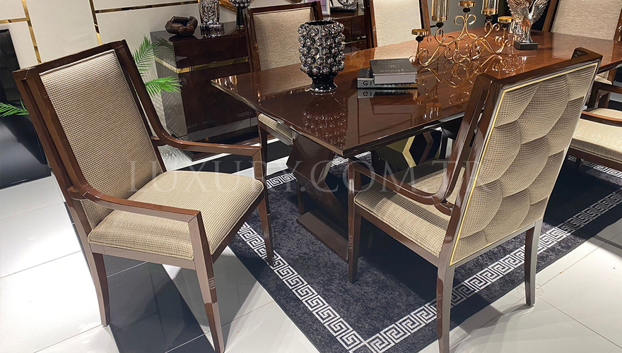 Elsium Luxury Table à Manger Marron - 16