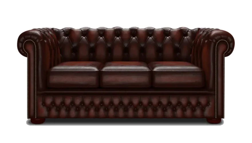 English Leather Chester Three-Seater Sofa - 1