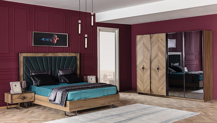 Estrelia Petrol Yeşili Modern Yatak Odası - 1182