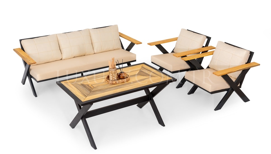 Gökçe Black Garden Sofa Set - 1149