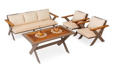 Gökçe Brown Garden Sofa Set - 1149