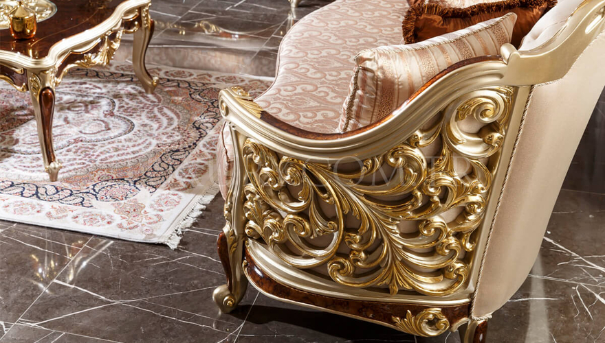 Harzemşah Klasik Bronz Koltuk Takımı - 7