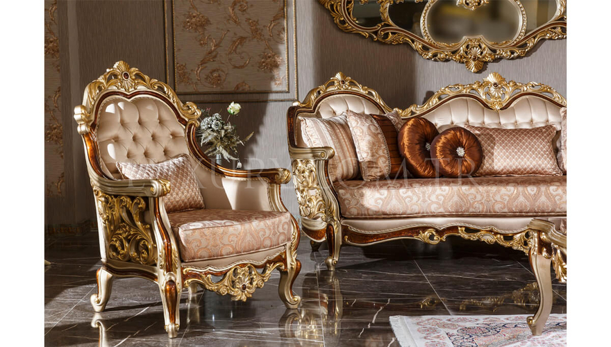 Harzemşah Klasik Bronz Koltuk Takımı - 5