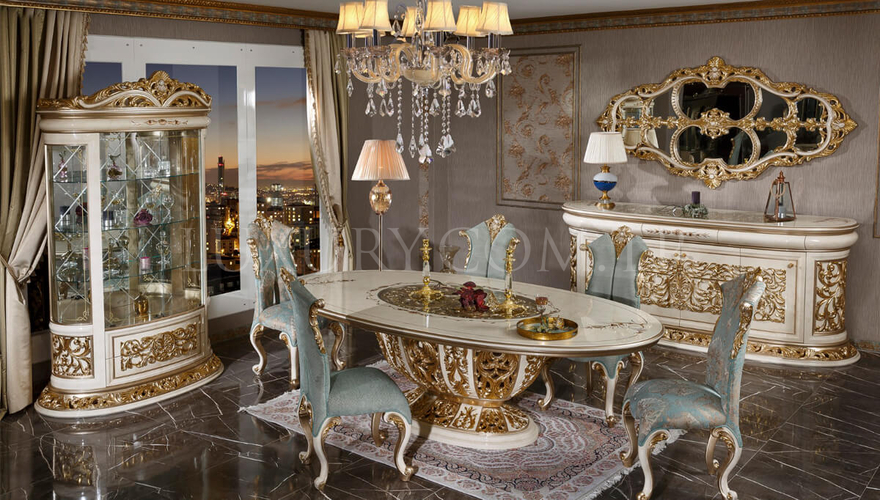 Harzemşah Klasik Krem Yemek Odası - 1128
