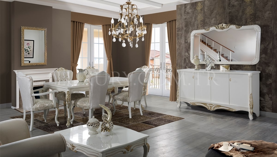 1151 - Helenka White Classic Dining Set