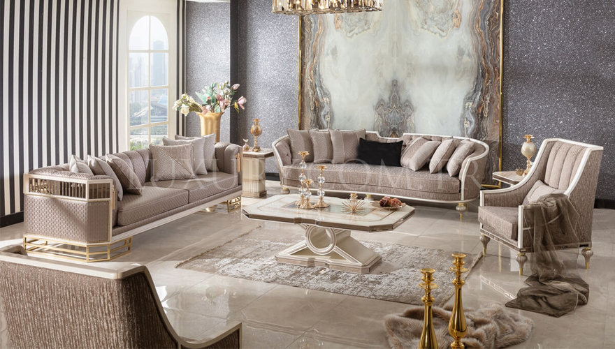 Hereford Modern Krem Koltuk Takımı - 1128