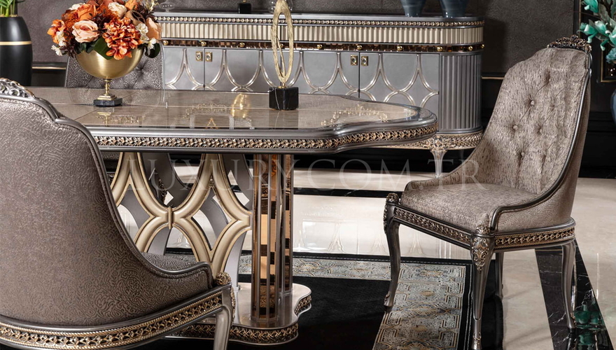 Jersey Avangart Gri Yemek Odası - 6