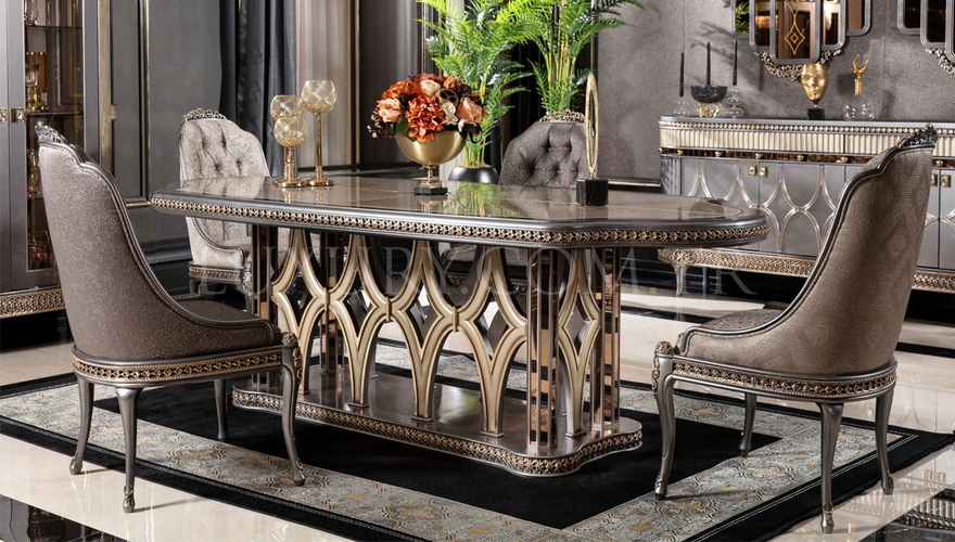 Jersey Avangart Gri Yemek Odası - 4