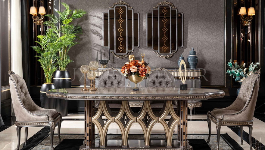Jersey Avangart Gri Yemek Odası - 2
