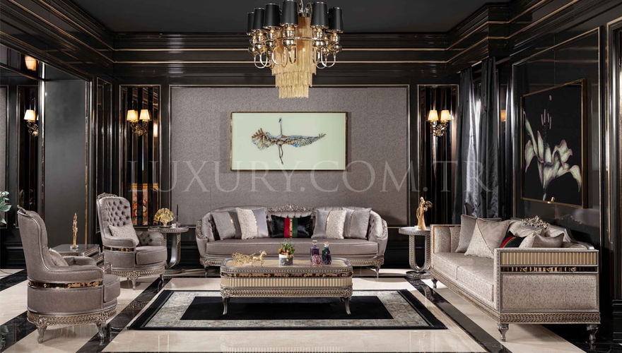 Jersey Modern Gray Sofa Set - 1128