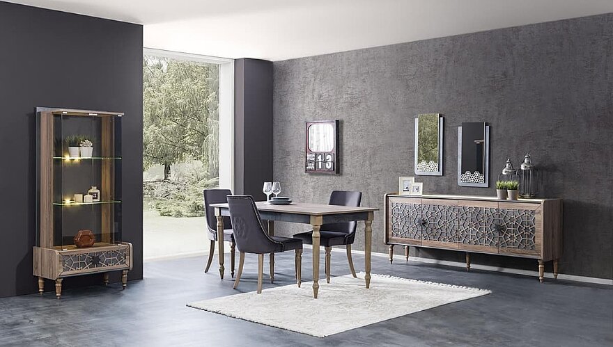 Kasra Geometrik Desenli Yemek Odası - 1182
