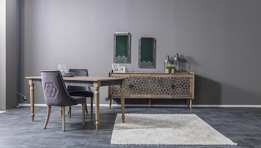 Kasra Geometrik Desenli Yemek Odası - 3