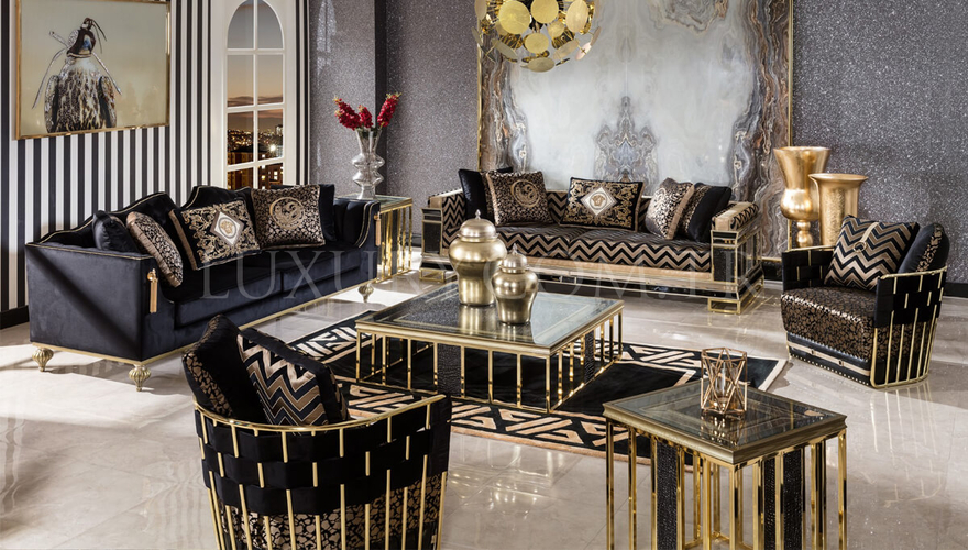 Kostende Modern Black Living Room - 1128