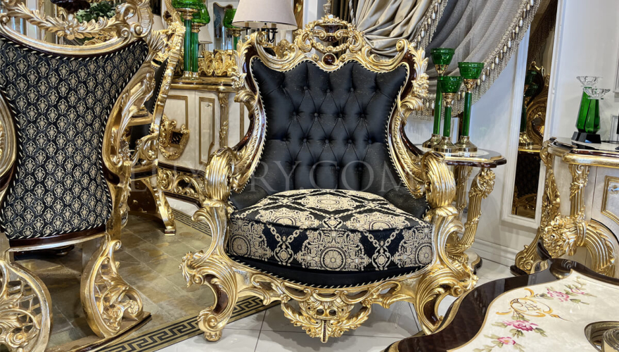 Королевский Классический Чёрный Комплект Мягкой Мебели - 4