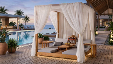 Kuşadası Ahşap Bahçe Gazebo Daybed - 1180