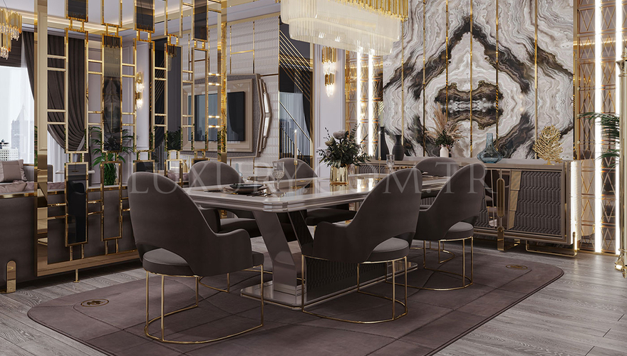 Loftusa Metal Table à Manger Marron - 32