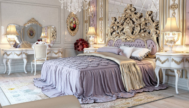 Lüks Abudabi Klasik Gri yatak odası - 1086