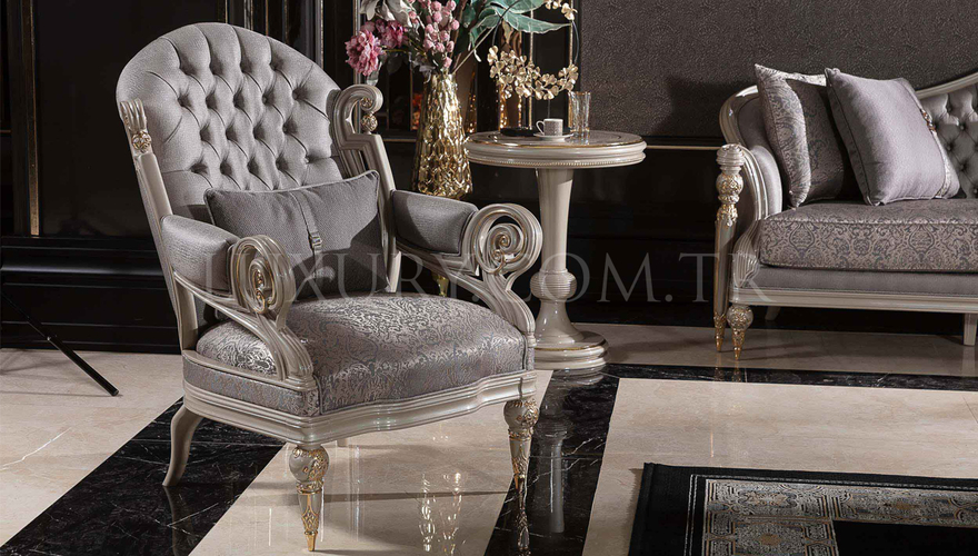 Lüks Akira Krem Классическая Комплект Дивана - 6