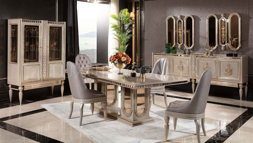 Lüks Akira Krem Klasik Yemek Odası - 1128