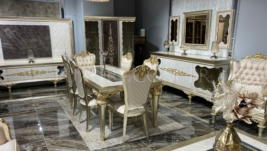 Lüks Akranes Klasik Beyaz Гостиная - 1093