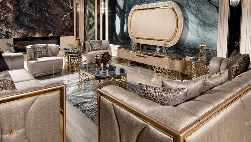 Lüks Almada Metal Koltuk Takımı - 1027