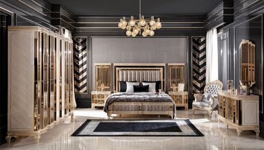 Lüks Almatis Krem Klasik Yatak Odası - 1128