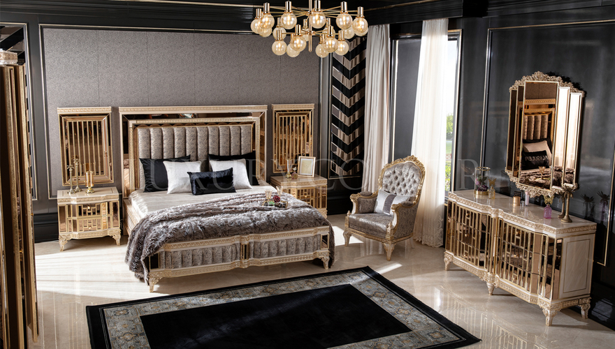Lüks Almatis Krem Klasik Yatak Odası - 7