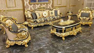 Lüks Altay Klasik Siyah Koltuk Takımı - 1014