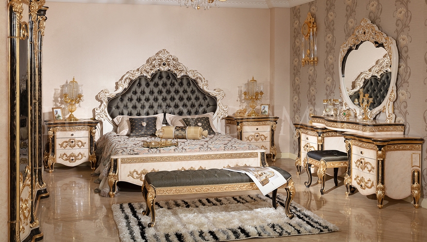 1006 - Lüks Armone Klasik Beyaz Yatak Odası