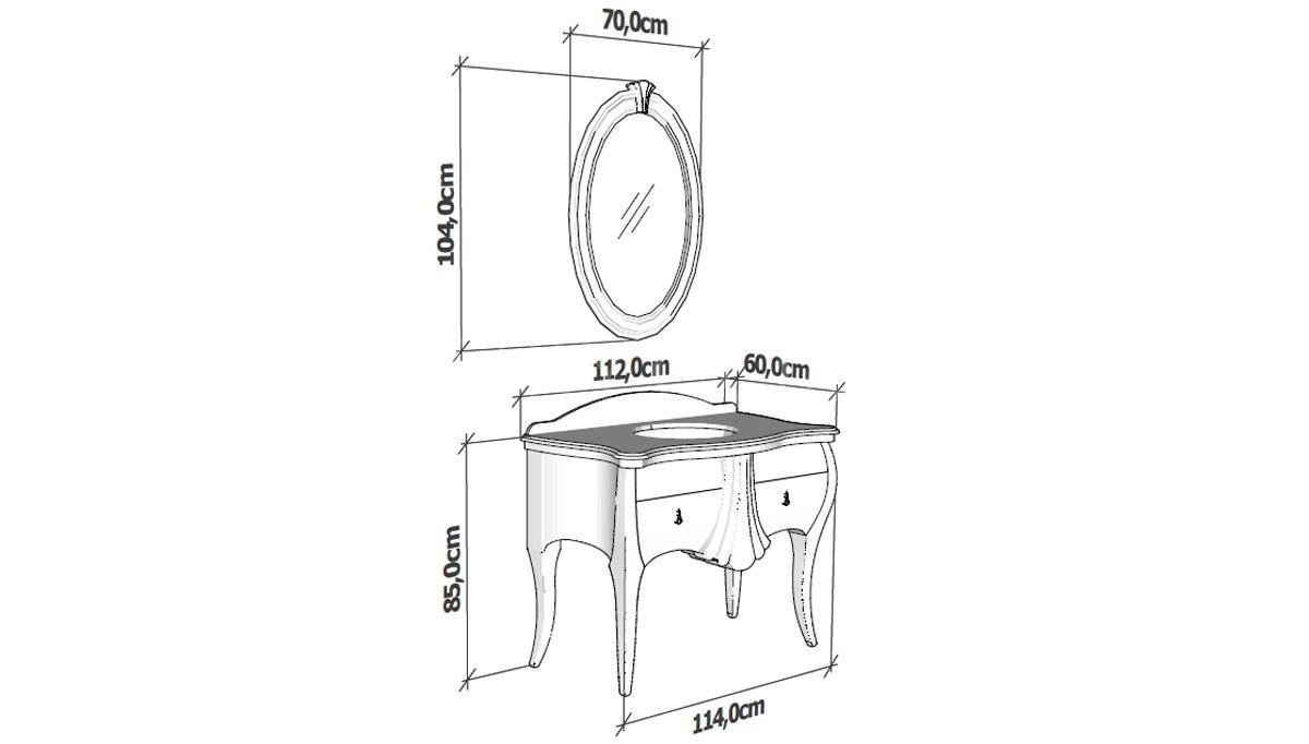 Lüks Balnora Klasik Мебель для ванной комнаты Takımı - 4