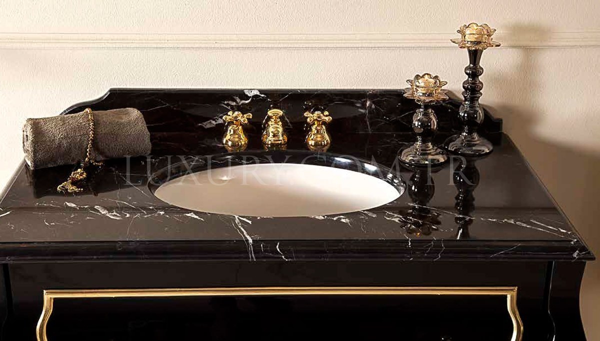 Lüks Bergora Siyah Klasik Banyo Takımı - 3
