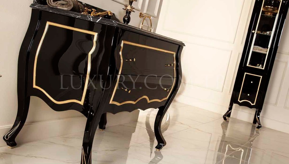 Lüks Bergora Siyah Klasik Мебель для ванной комнаты Takımı - 2