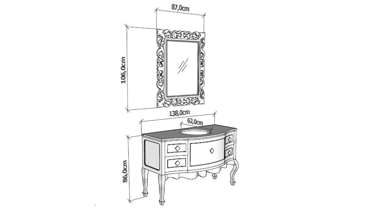 Lüks Casares Klasik Мебель для ванной комнаты Takımı - 4