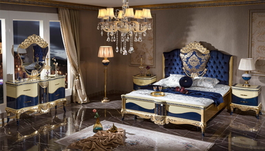 Lüks Hakasya Altın Varaklı Klasik Yatak Odası - 1128