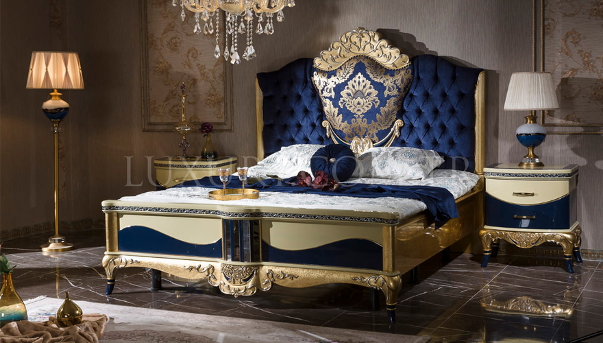 Lüks Hakasya Altın Varaklı Klasik Yatak Odası - 4