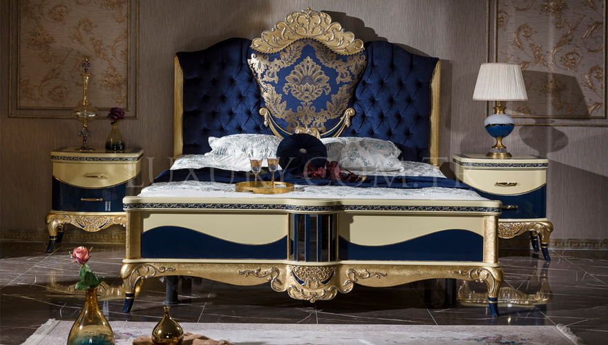 Lüks Hakasya Altın Varaklı Klasik Yatak Odası - 5