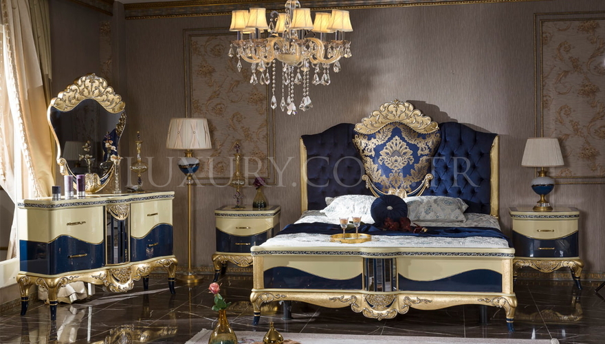 Lüks Hakasya Altın Varaklı Klasik Yatak Odası - 2