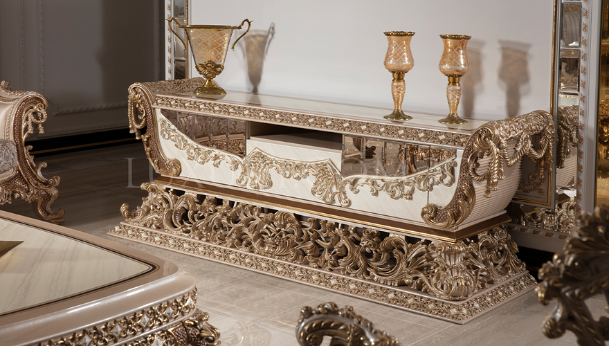 Lüks Hisar Klasik Beyaz TV Ünitesi - 1062