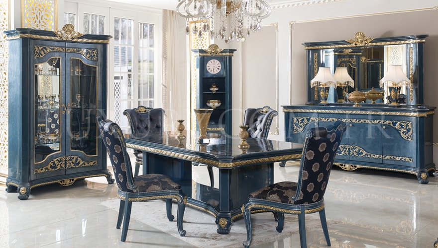 1050 - Lüks Kozena Bronz Yemek Odası