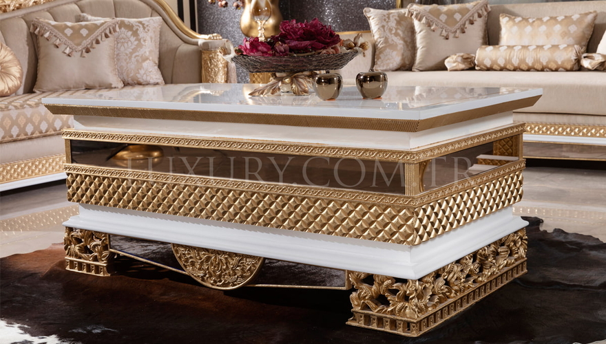 Lüks Navona Krem Klasik Koltuk Takımı - 7