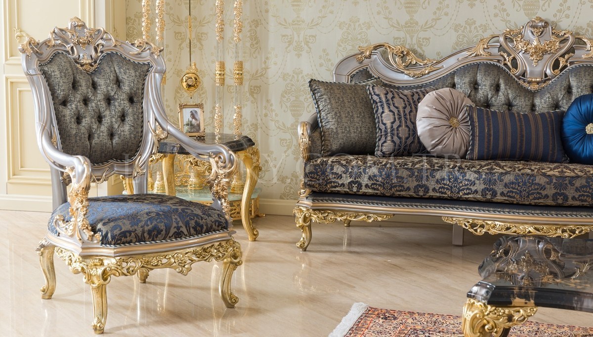 Lüks Ottoman Antrasit Koltuk Takımı Luxury Mobilya