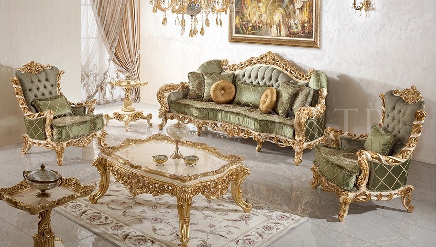 Lüks Pargalı Ensemble de canapés classiques - 11