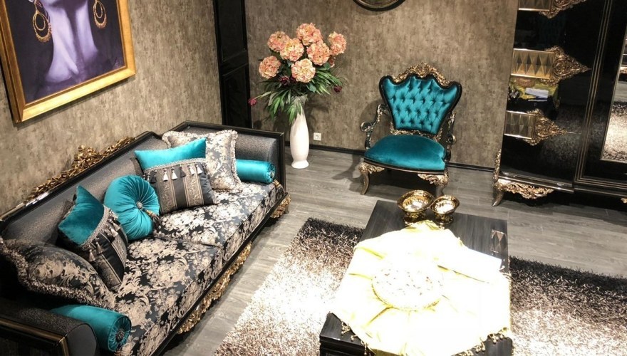 878 - Lüks Saltane Siyah Koltuk Takımı