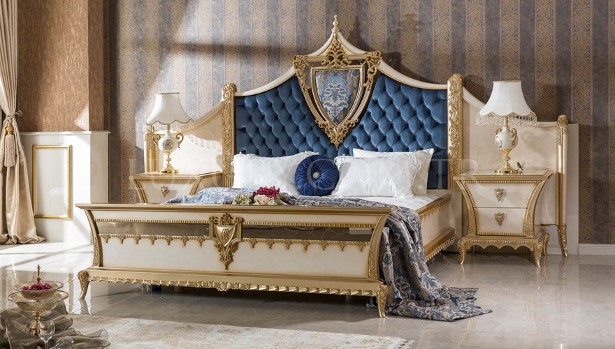 Lüks Tuvalya Krem Klasik Yatak Odası - 5