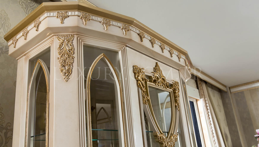 Lüks Tuvalya Krem Klasik Yemek Odası - 6