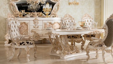 Lüks Venora Klasik Beyaz Yemek Odası - Thumbnail