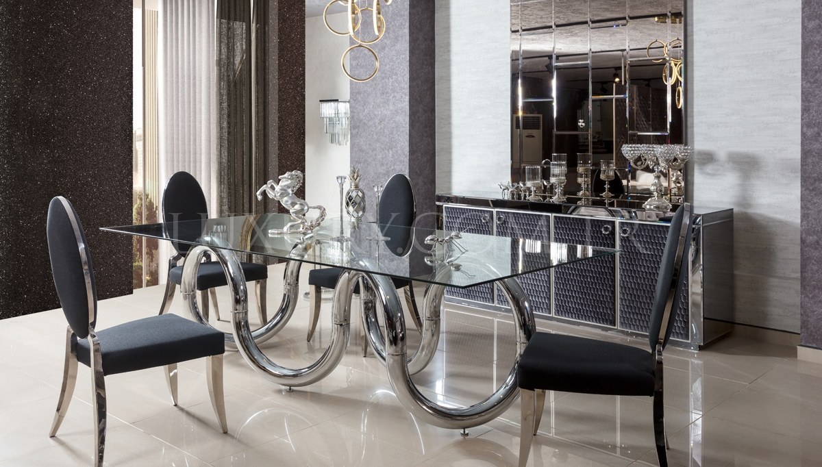 Lüks Veyron Metal Yemek Odası Luxury Mobilya