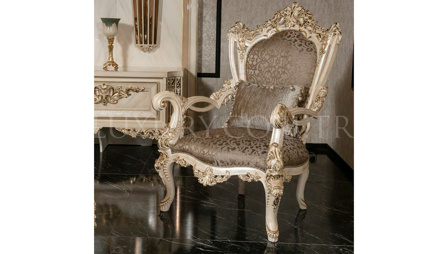 Lüks Vitton Klasik Beyaz Koltuk Takımı - 2