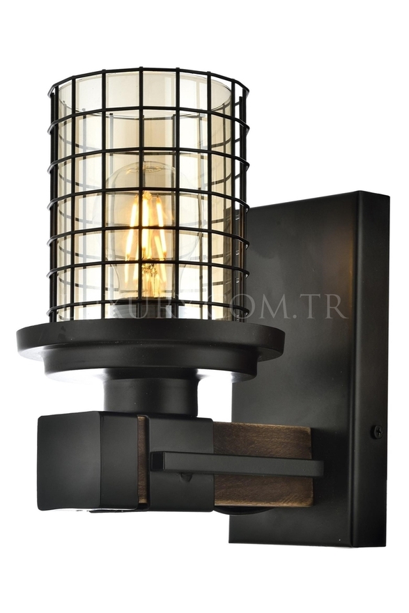 Luxury AP-60002-1E Eskitme Kaplama Aplik E27 Metal Wood Cam 15x20cm - Luxury Avize ve Aydınlatma