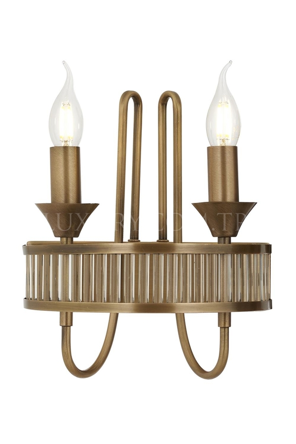 Luxury AP-60378-2E Eskitme Kaplama Aplik E14 Metal Cam 17x25cm - Luxury Avize ve Aydınlatma